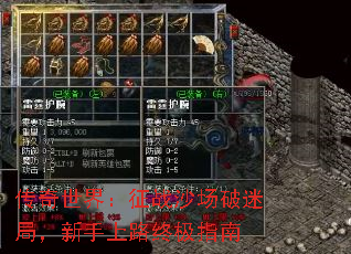 传奇世界:征战沙场破迷局,新手上路终极指南 传奇世界:征战沙场破迷局,新手上路终极指南