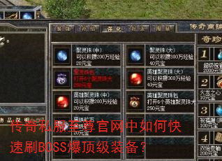 ����˽�������������ο���ˢBOSS������װ����