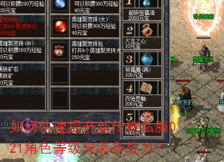 如何快速提升新传奇私服021角色等级与装备战力? 如何快速提升新传奇私服021角色等级与装备战力?